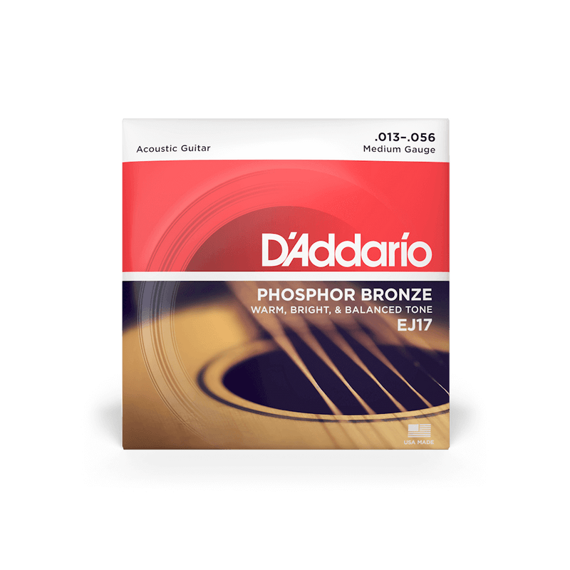 D'Addario Acoustic Guitar Strings - Phosphor Bronze EJ17 Medium